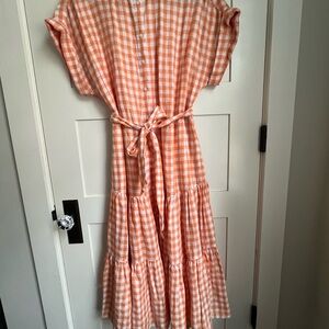 Ralph Lauren Orange Gingham Maxi Dress University Tennessee 8